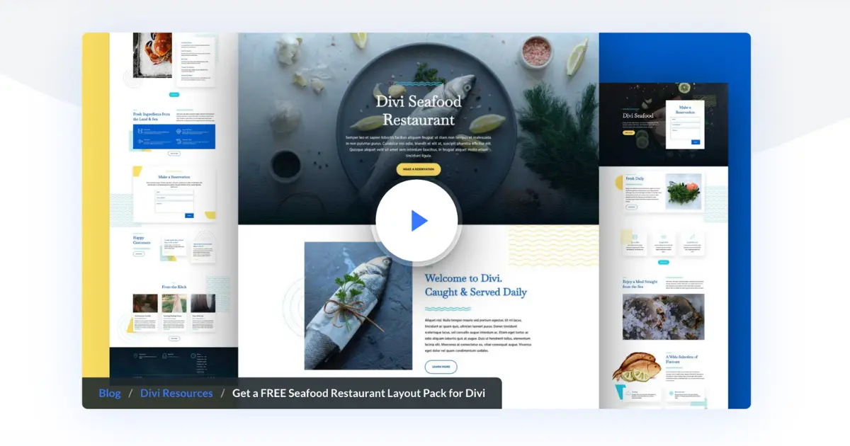 Divi Seafood Restaurant Layout Pack by Elegant Themes preview screenshot for seafood restaurant website template