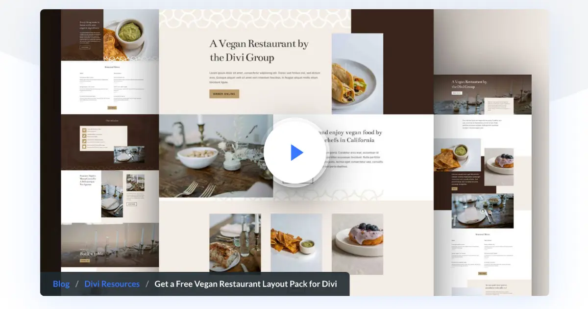 Divi Vegan Restaurant Layout Pack by Elegant Themes preview screenshot for vegan restaurant website template