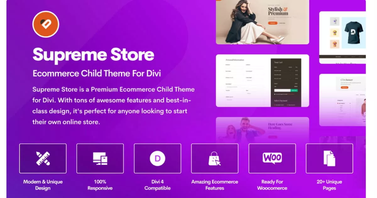 Supreme Store Divi child theme WooCommerce store homepage design