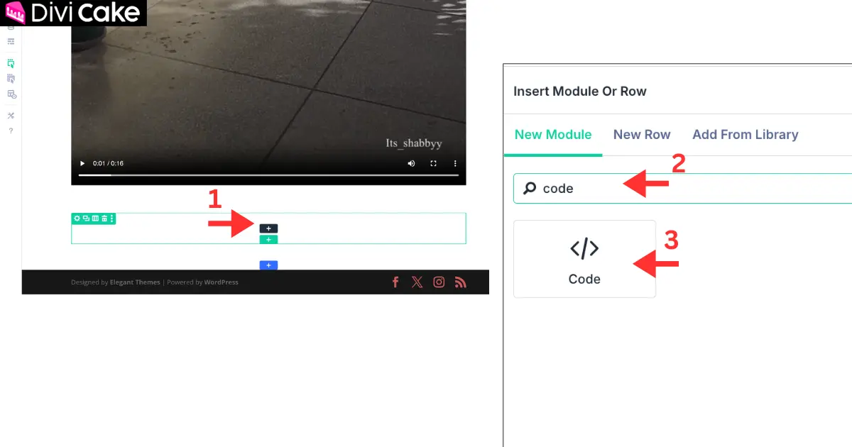 Adding a Divi 5 Code module to paste the autoplay JavaScript script