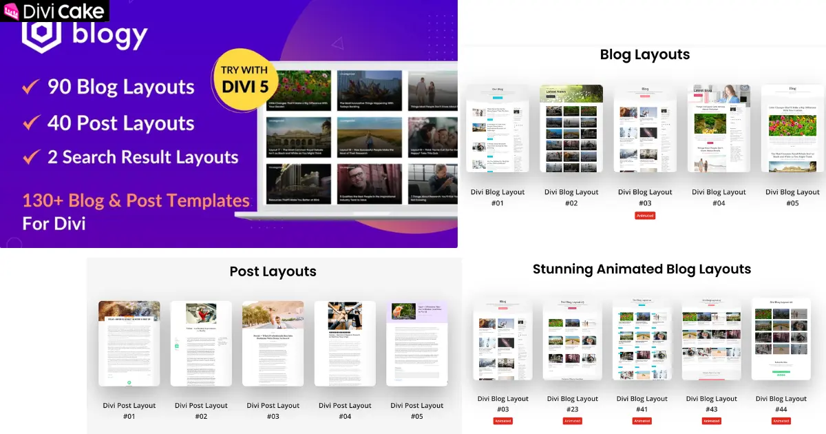 Blogy Divi Marketplace blog and post layout templates