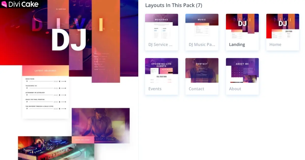 Divi DJ Layout Pack bold and vibrant event website design