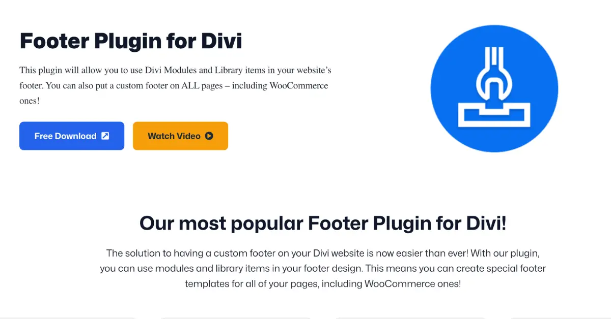 Footer Plugin for Divi for creating custom footers with Divi modules and library items