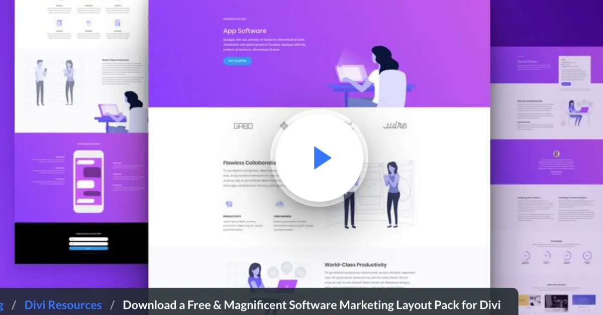 Free Software Marketing Layout Pack for Divi with app software landing page and SaaS-style sections