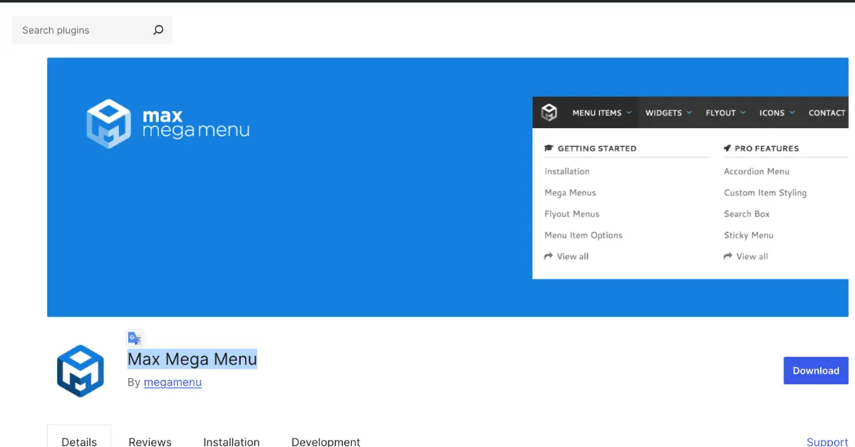 Max Mega Menu WordPress plugin for creating mega menus and improved navigation on Divi websites