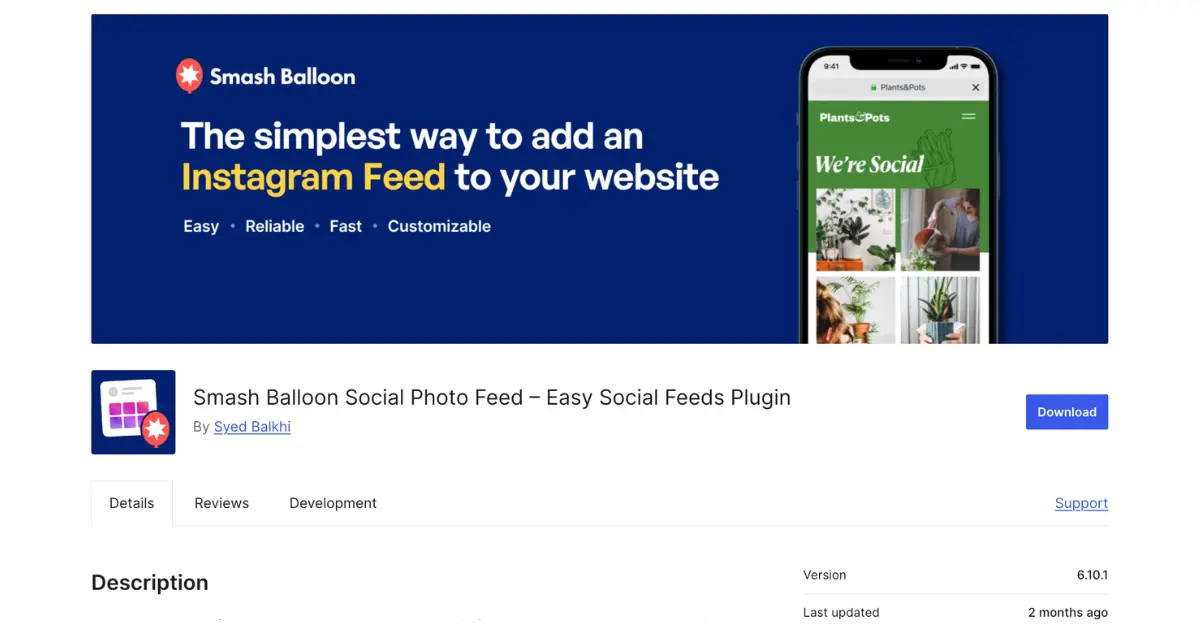 Smash Balloon Social Photo Feed plugin for adding an Instagram feed to a WordPress or Divi website