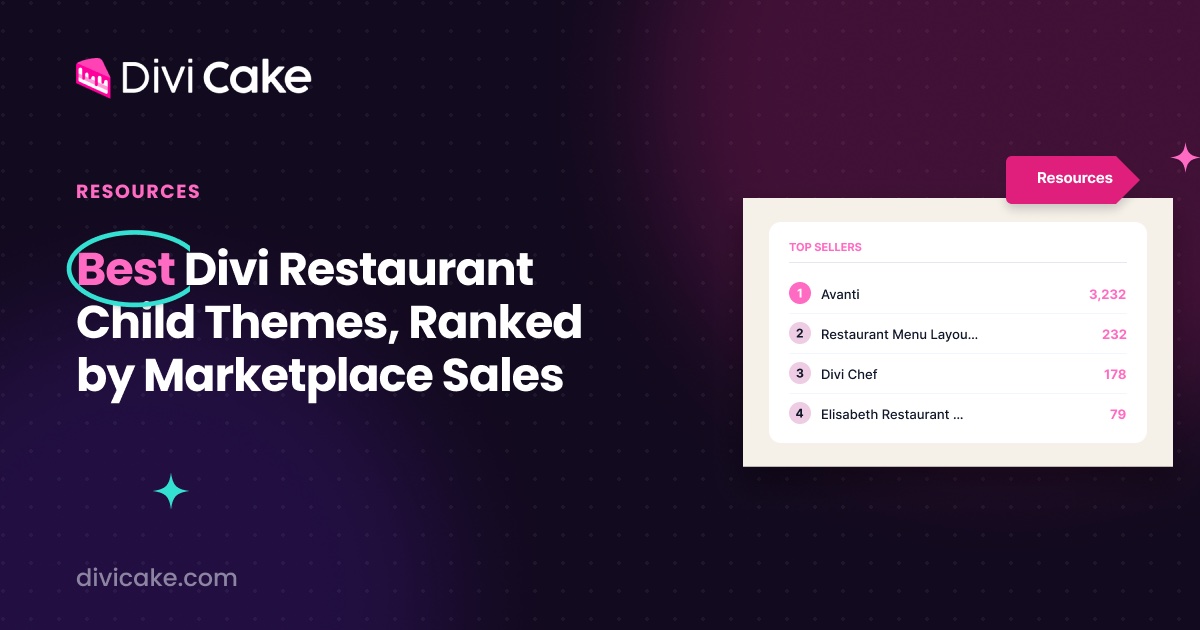 Best Divi restaurant child themes and layouts ranked by marketplace sales