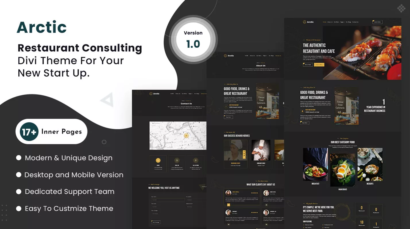 Arctic – Restaurant Divi Child Theme by DiviCoded on the Divi Marketplace