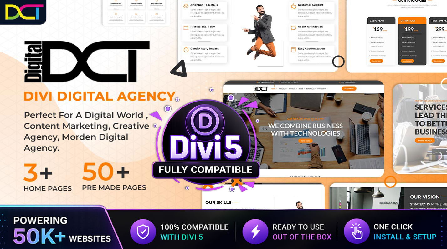 Divi Digital Agency Theme by DCT on the Divi Marketplace
