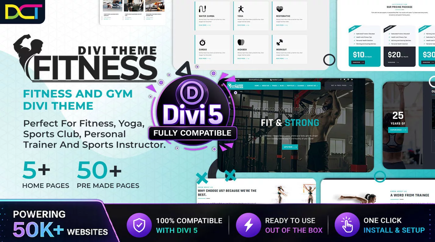 Divi Fitness Theme by DCT on the Divi Marketplace