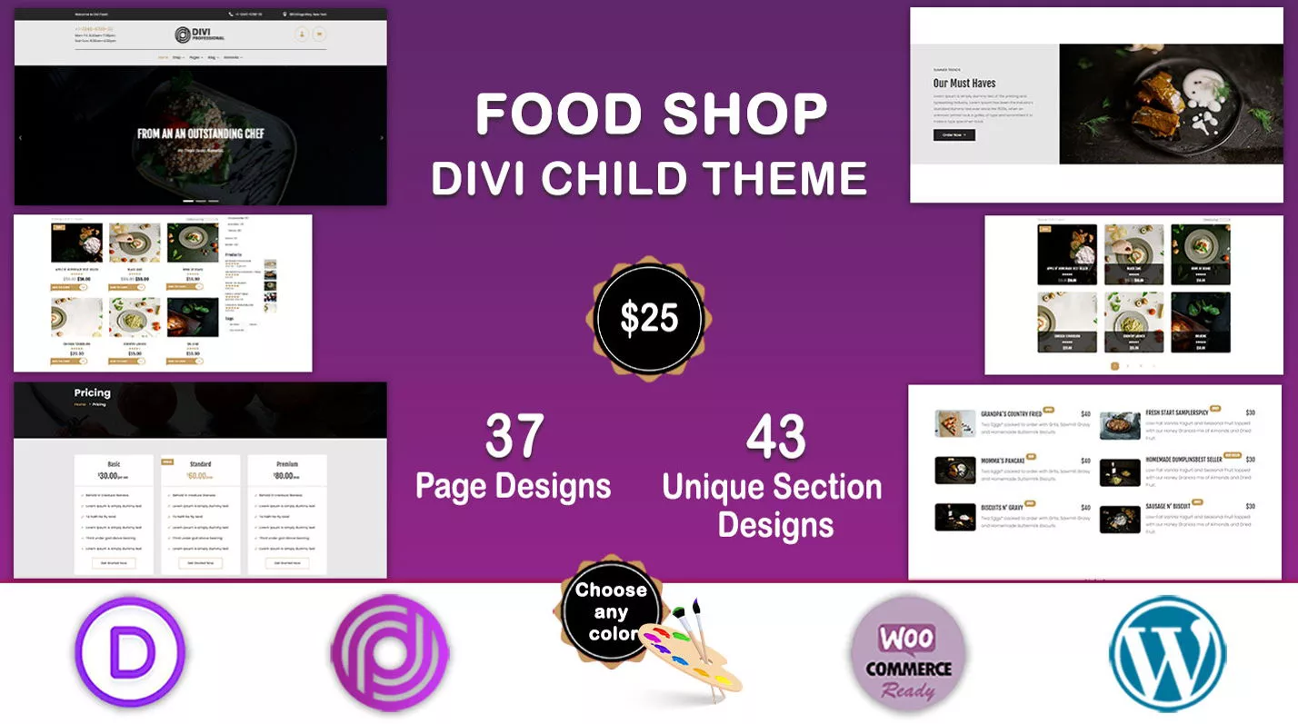 Divi Food Shop WooCommerce Child Theme by Divi Professional on the Divi Marketplace