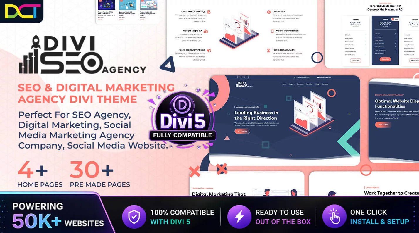 Divi Seo Agency Theme by DCT on the Divi Marketplace