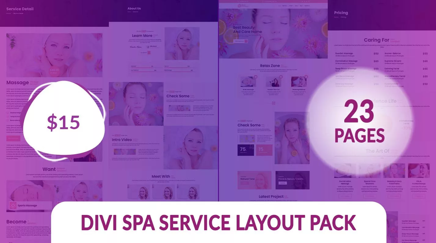 Divi Spa Service Layout Pack by Divi Professional on the Divi Marketplace