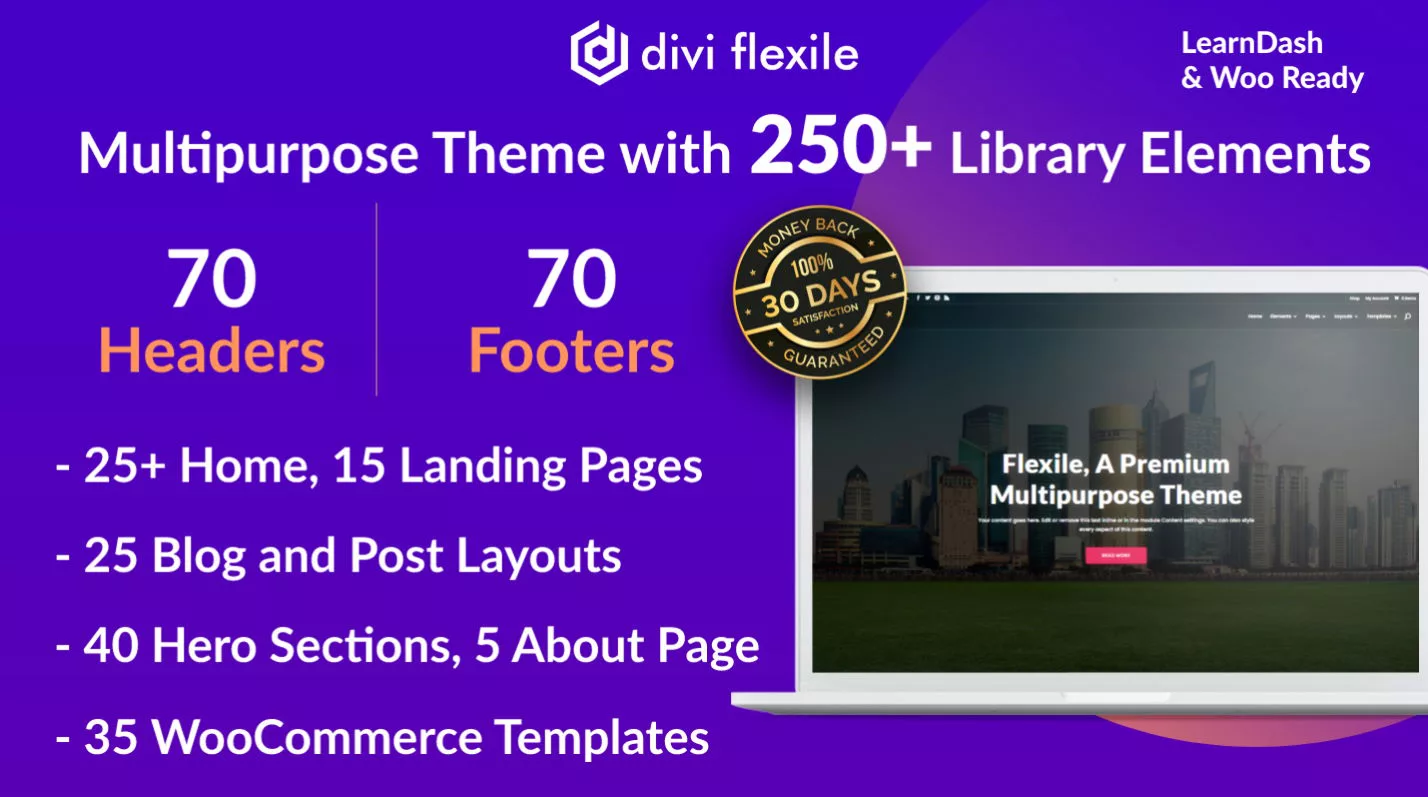 Flexile – Multipurpose Child Theme by Divi Extended on the Divi Marketplace
