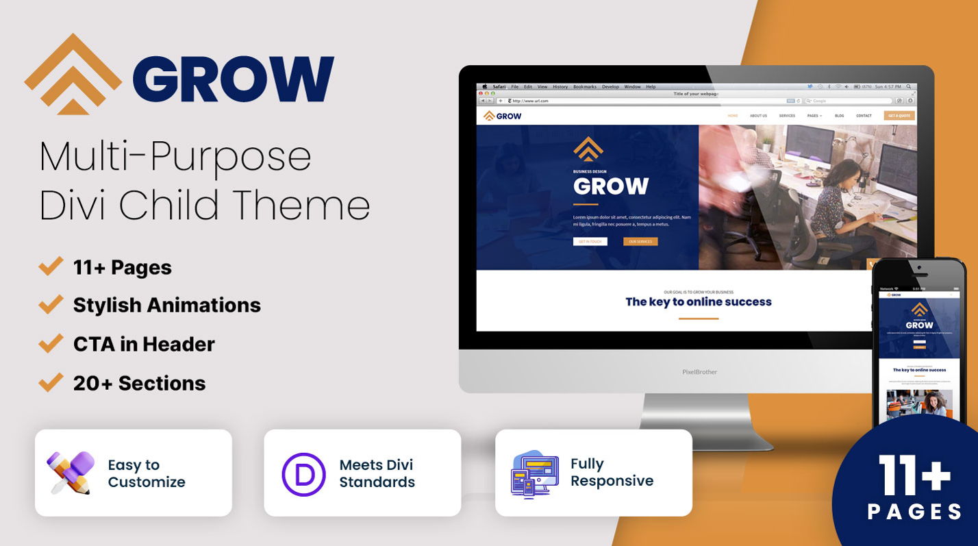 Grow by Mark Hendriksen on the Divi Marketplace
