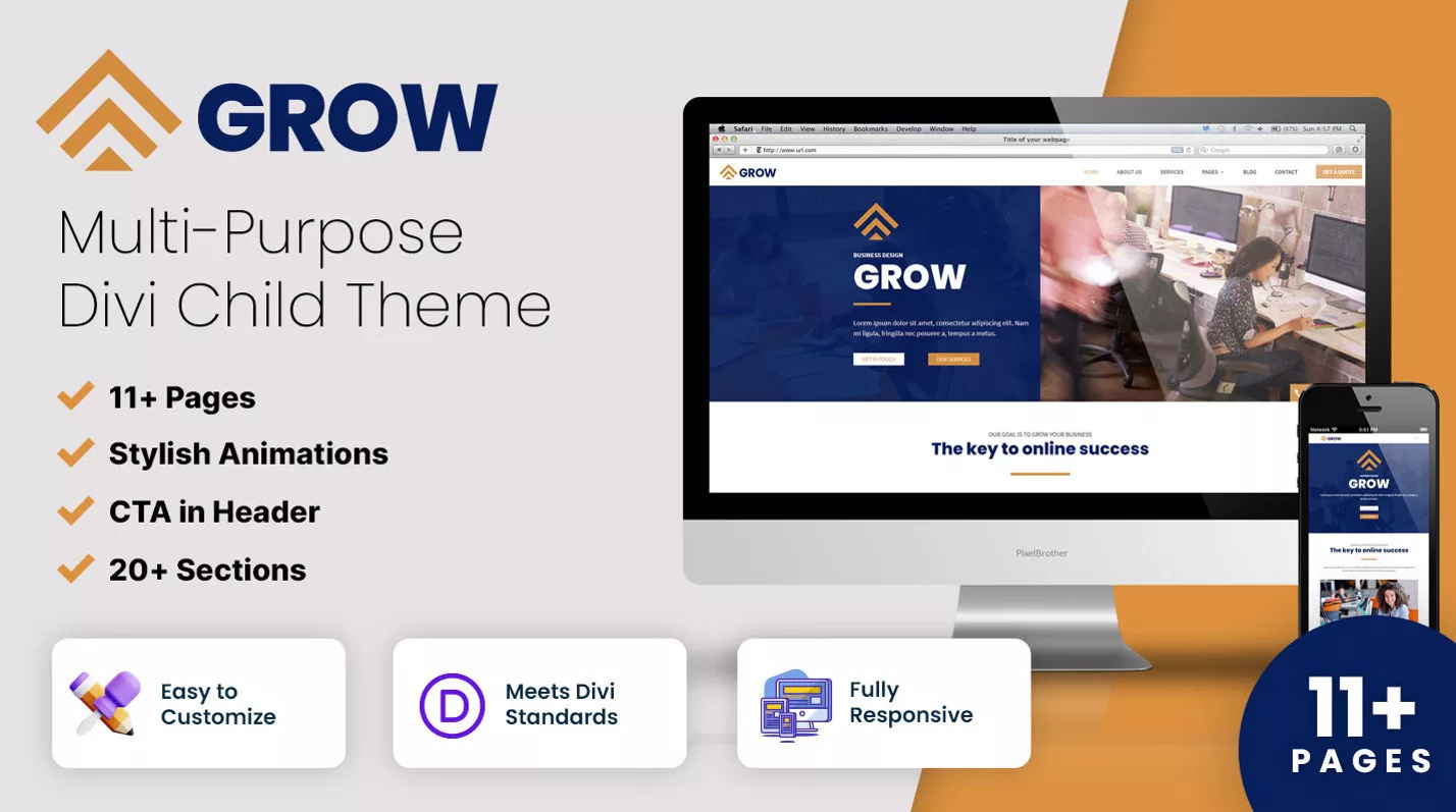 Grow by Mark Hendriksen on the Divi Marketplace