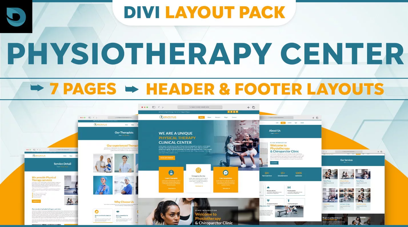Physiotherapy Center Divi Layout Pack by Divi Layouts Store on the Divi Marketplace