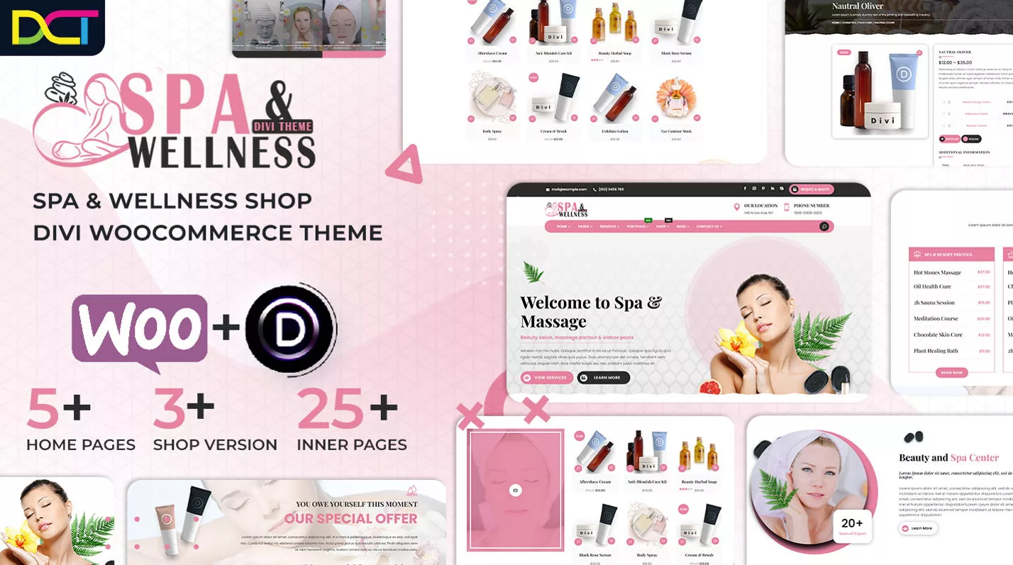 Spa Wellness Divi WooCommerce Theme by DCT on the Divi Marketplace