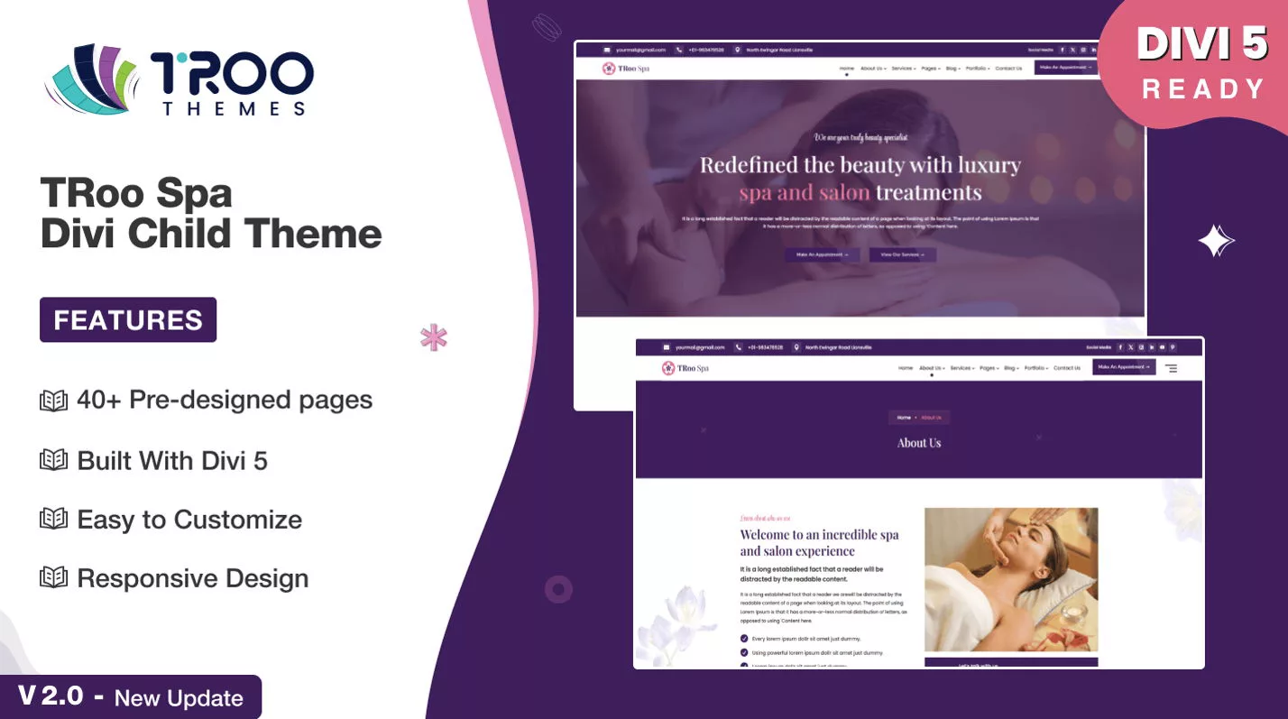 TRoo Spa – Divi Child Theme by TRooThemes on the Divi Marketplace