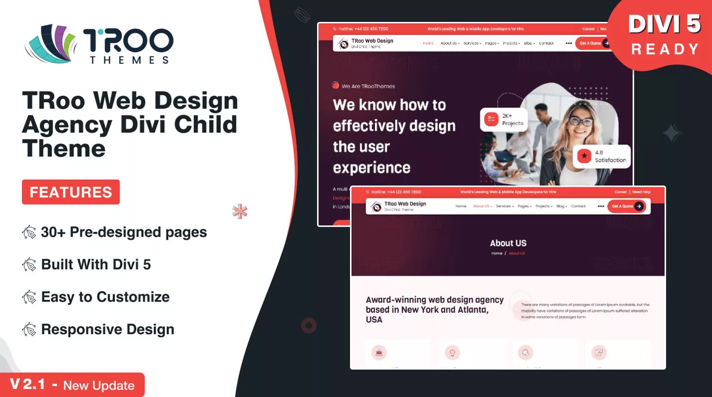 TRoo Web Design Agency – Divi Child Theme by TRooThemes on the Divi Marketplace