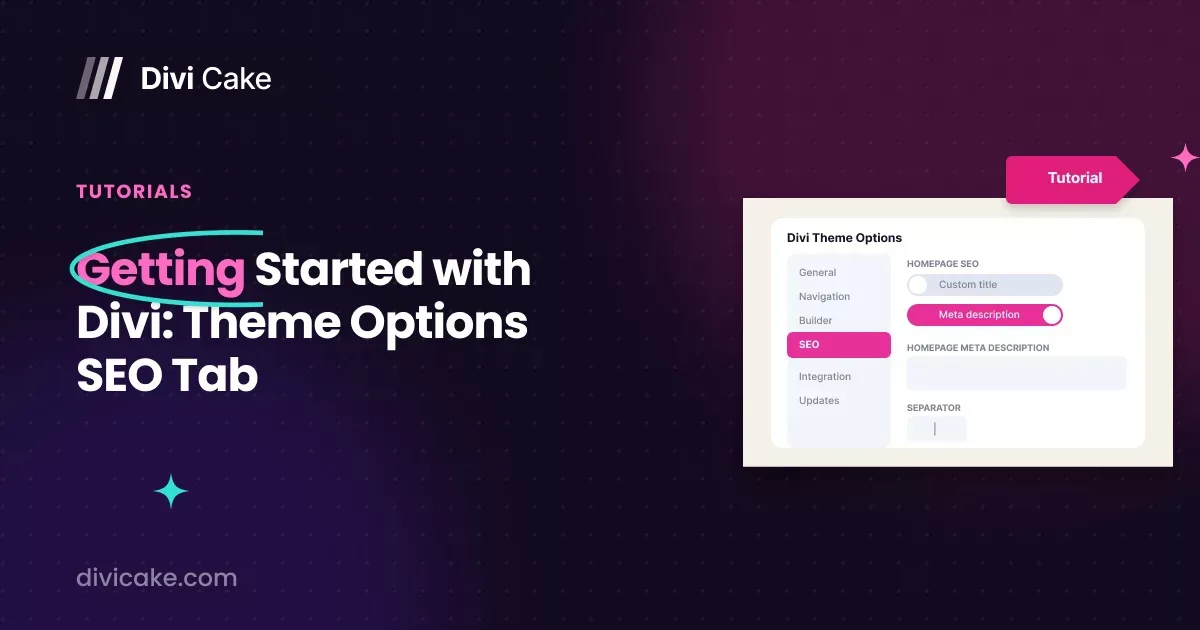 Getting Started with Divi: Theme Options - SEO Tab