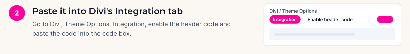Paste it into Divi’s Integration tab — step 2 of adding Font Awesome to Divi