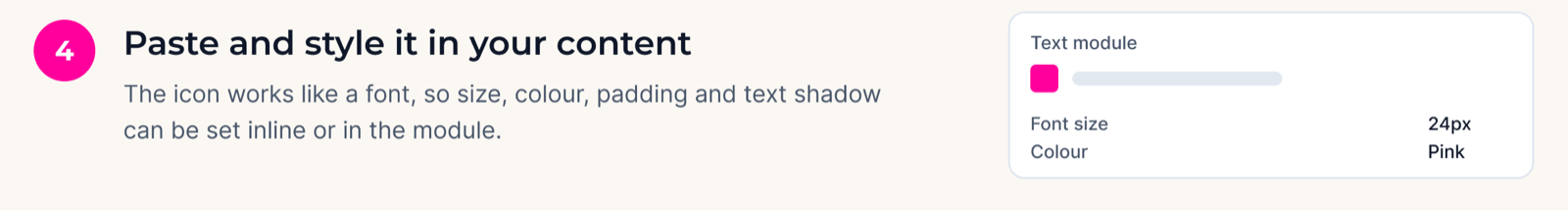Paste and style it in your content — step 4 of adding Font Awesome to Divi