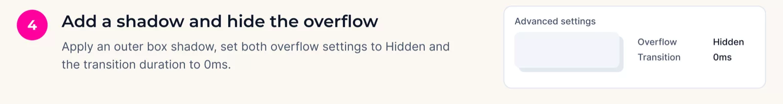 Add a shadow and hide the overflow - step 4 of How to Create a Reveal Image Effect in Divi