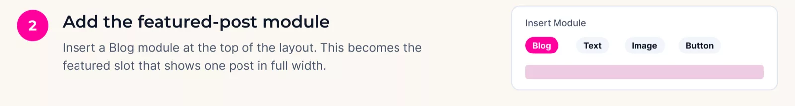 Step 2: add the featured-post Blog module