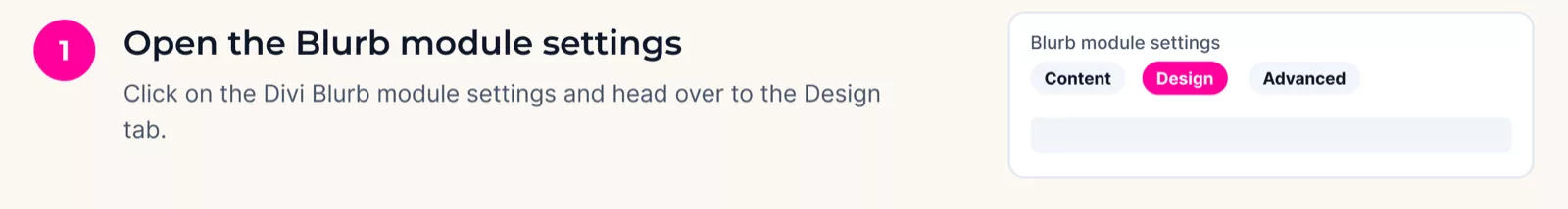 Open the Blurb module settings - step 1 of How To Increase The Divi Blurb Content Width