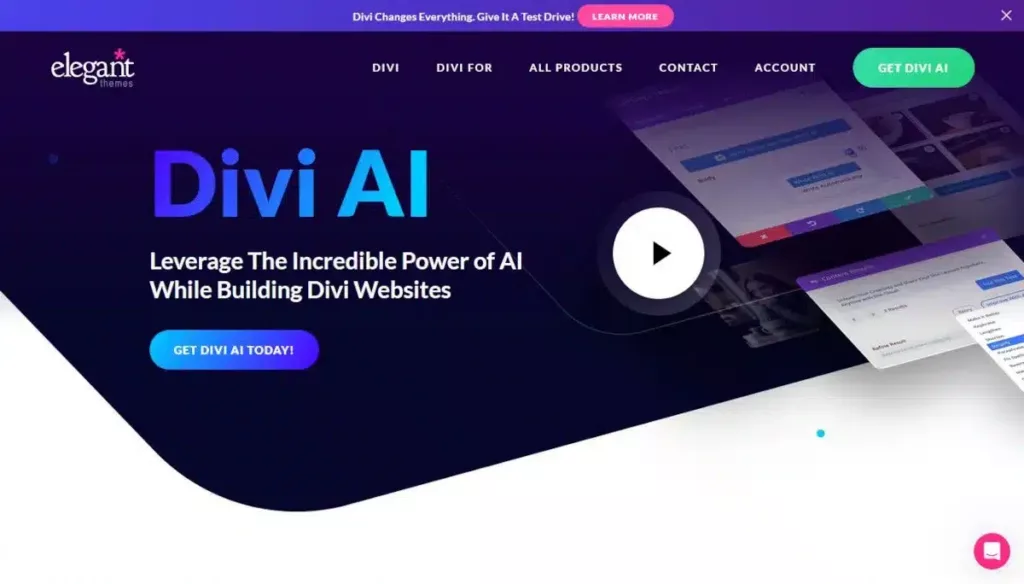 Use the amazing power of Divi AI for building websites