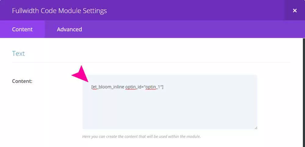 Insert Bloom shortcode