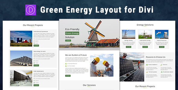 Green Energy – Divi Theme Layout on Divi Cake