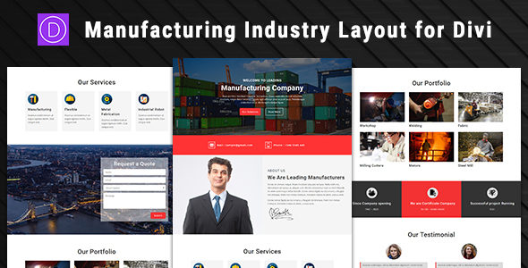 Manufacturing – Industry Divi Layout on Divi Cake