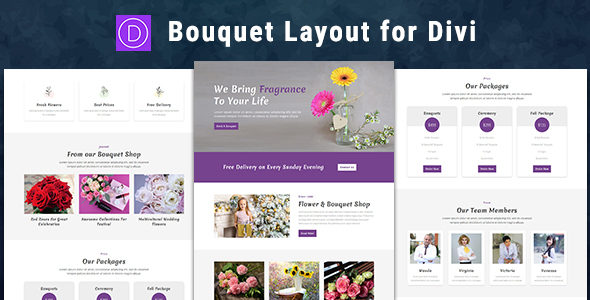 Bouquet Shop Divi Layout on Divi Cake