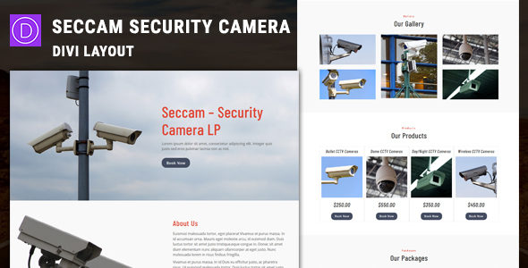 Seccam – Security Camera Services Divi Layout on Divi Cake