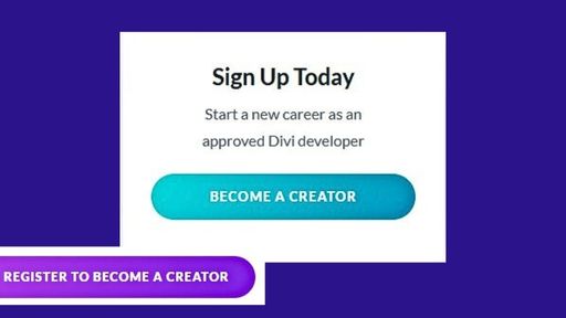 Divi Marketplace creator sign-up prompt