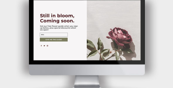 Bloom – Coming Soon / Landing Page DIVI Layout on Divi Cake