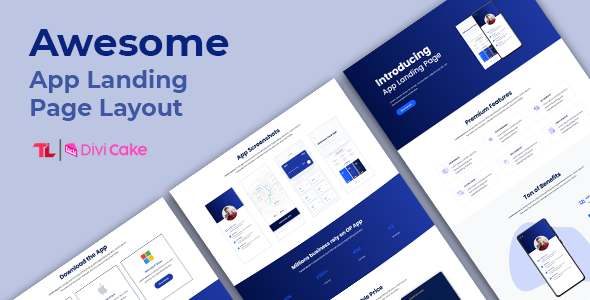Awesome – App Landing Page Layout on Divi Cake
