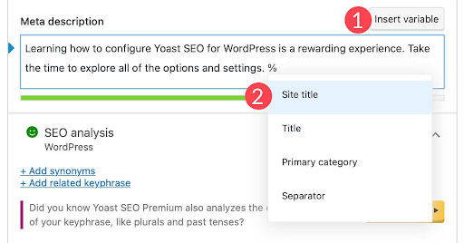 Using Yoast for crafting SEO-optimized meta titles and descriptions
