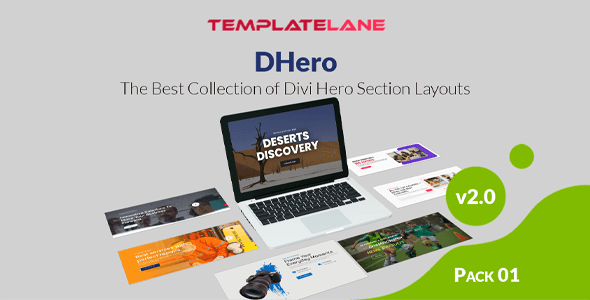 DHero – Divi Hero Section Layouts Pack 01 on Divi Cake