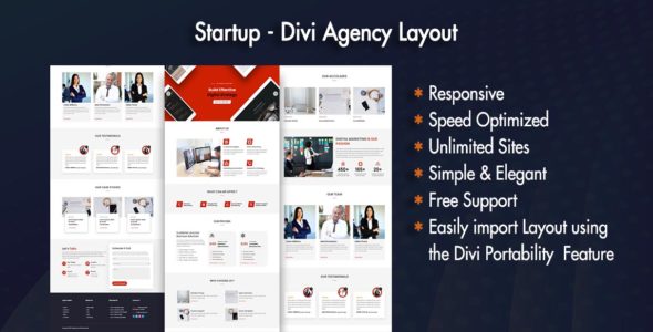 Startup – Divi Agency Layout on Divi Cake