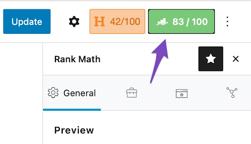 Explanation of Rank Math's scoring system for SEO optimization