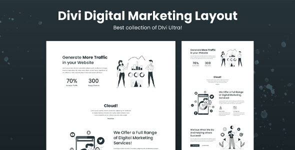 Divi Digital Marketing Layout on Divi Cake