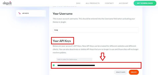 Divi API key works like a password and connects your Elegant Themes account to access the latest software updates and features.