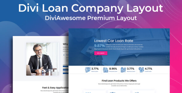 Divi Loan Company Layout on Divi Cake