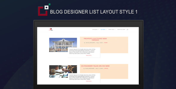 Blog Designer List Layout Style 1 on Divi Cake
