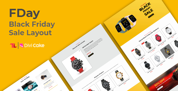 FDay – Black Friday Sale | Watch Store Layout on Divi Cake