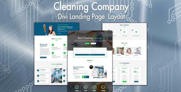 Cleaning Company – Divi Landing Page Layout on Divi Cake