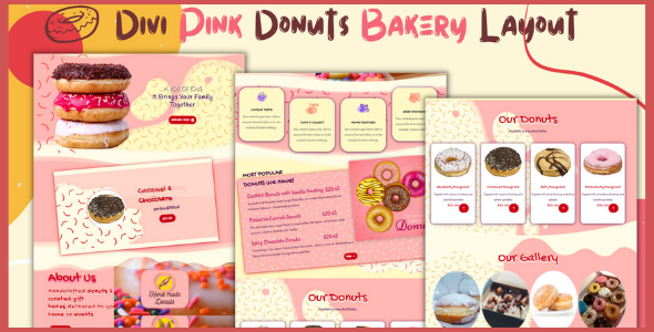 Divi Pink Donuts Bakery Layout on Divi Cake
